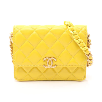 マトラッセ ミニ チェーンウォレット ラムスキン イエロー ゴールド金具 シャネル バッグ CHANEL