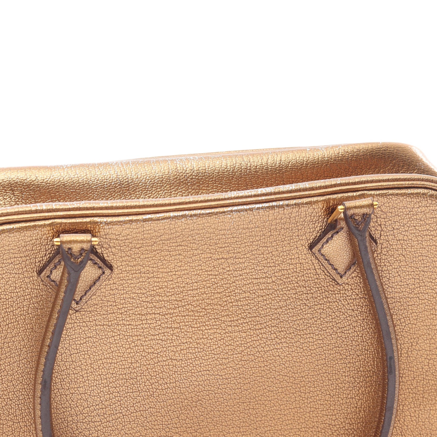 ミニプリュム20 メタリックブロンズ ハンドバッグ シェーブル ブロンズ ゴールド金具 □I刻印 エルメス バッグ HERMES