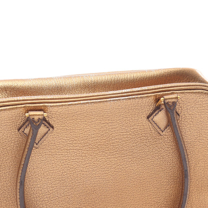 ミニプリュム20 メタリックブロンズ ハンドバッグ シェーブル ブロンズ ゴールド金具 □I刻印 エルメス バッグ HERMES
