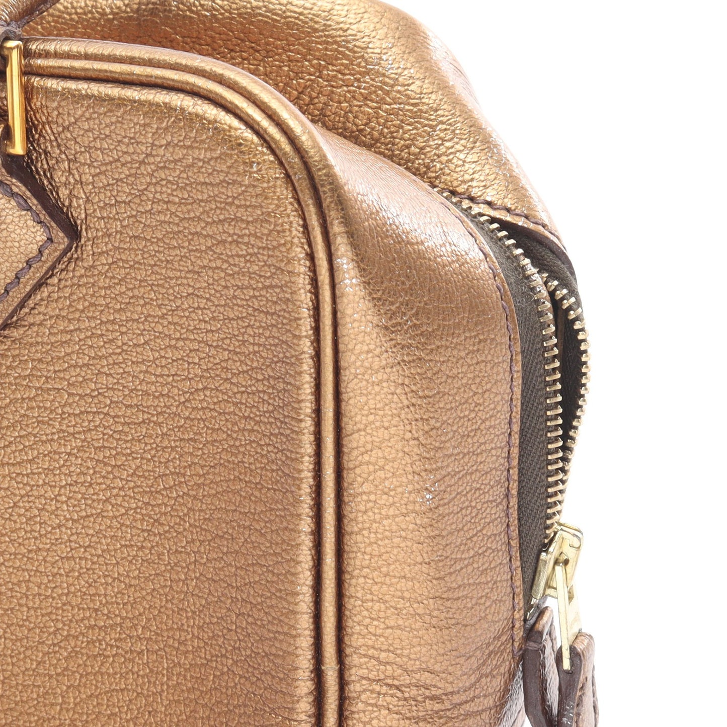 ミニプリュム20 メタリックブロンズ ハンドバッグ シェーブル ブロンズ ゴールド金具 □I刻印 エルメス バッグ HERMES