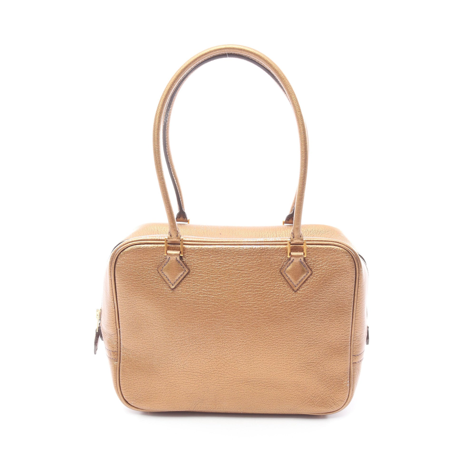 ミニプリュム20 メタリックブロンズ ハンドバッグ シェーブル ブロンズ ゴールド金具 □I刻印 エルメス バッグ HERMES