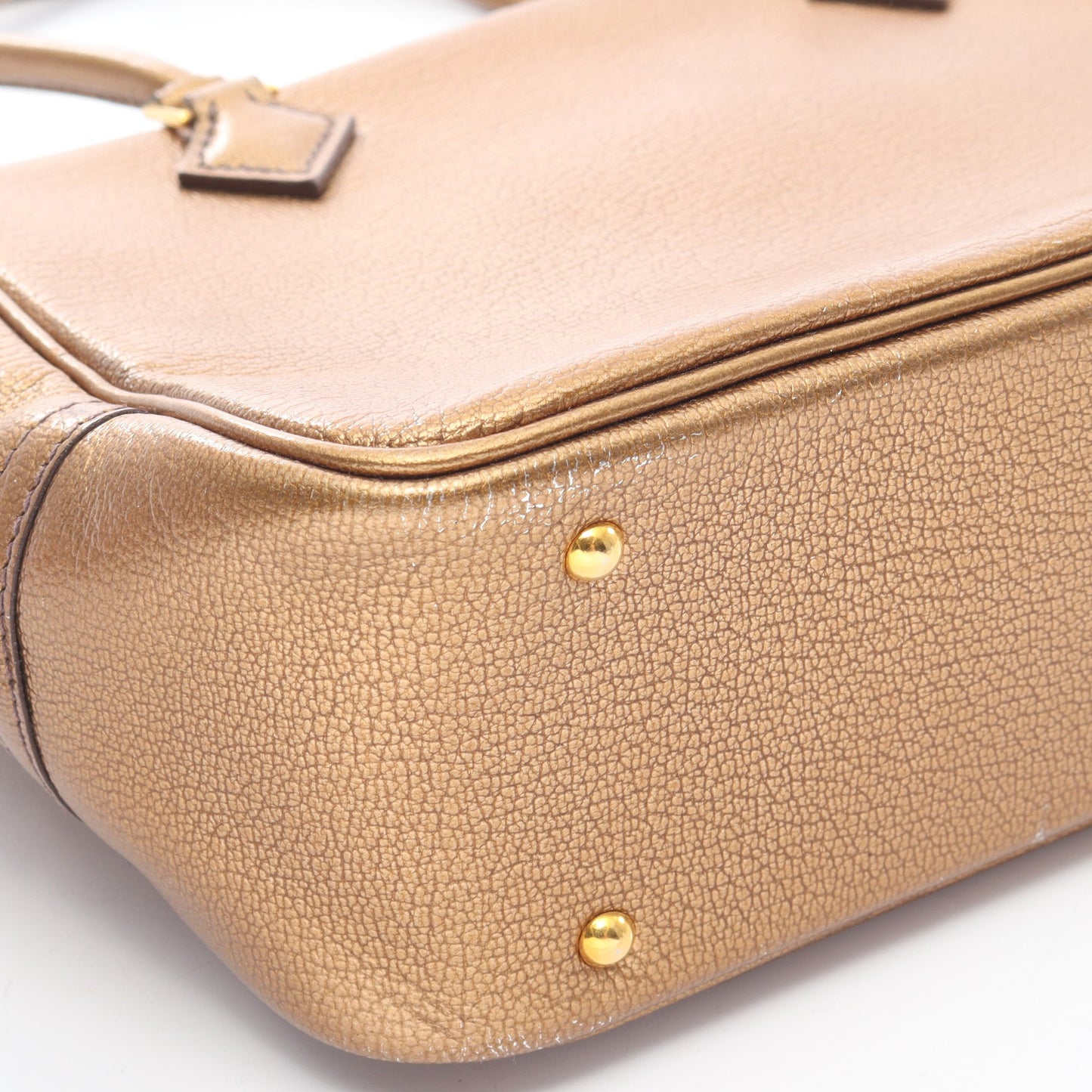 ミニプリュム20 メタリックブロンズ ハンドバッグ シェーブル ブロンズ ゴールド金具 □I刻印 エルメス バッグ HERMES