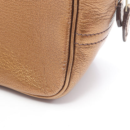 ミニプリュム20 メタリックブロンズ ハンドバッグ シェーブル ブロンズ ゴールド金具 □I刻印 エルメス バッグ HERMES