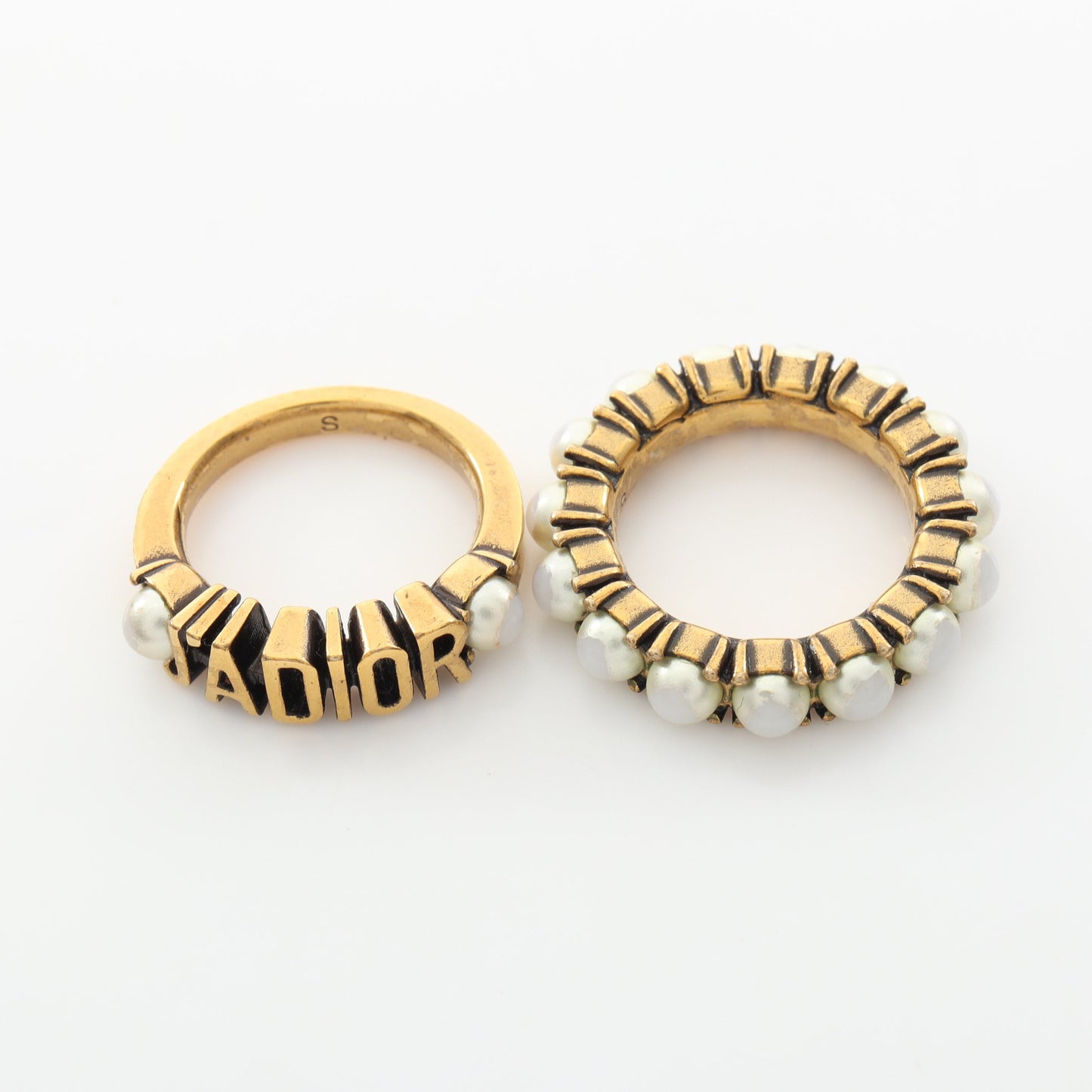 J'ADIOR 2点セット リング 指輪 GP フェイクパール ゴールド オフホワイト ディオール アクセサリー DIOR