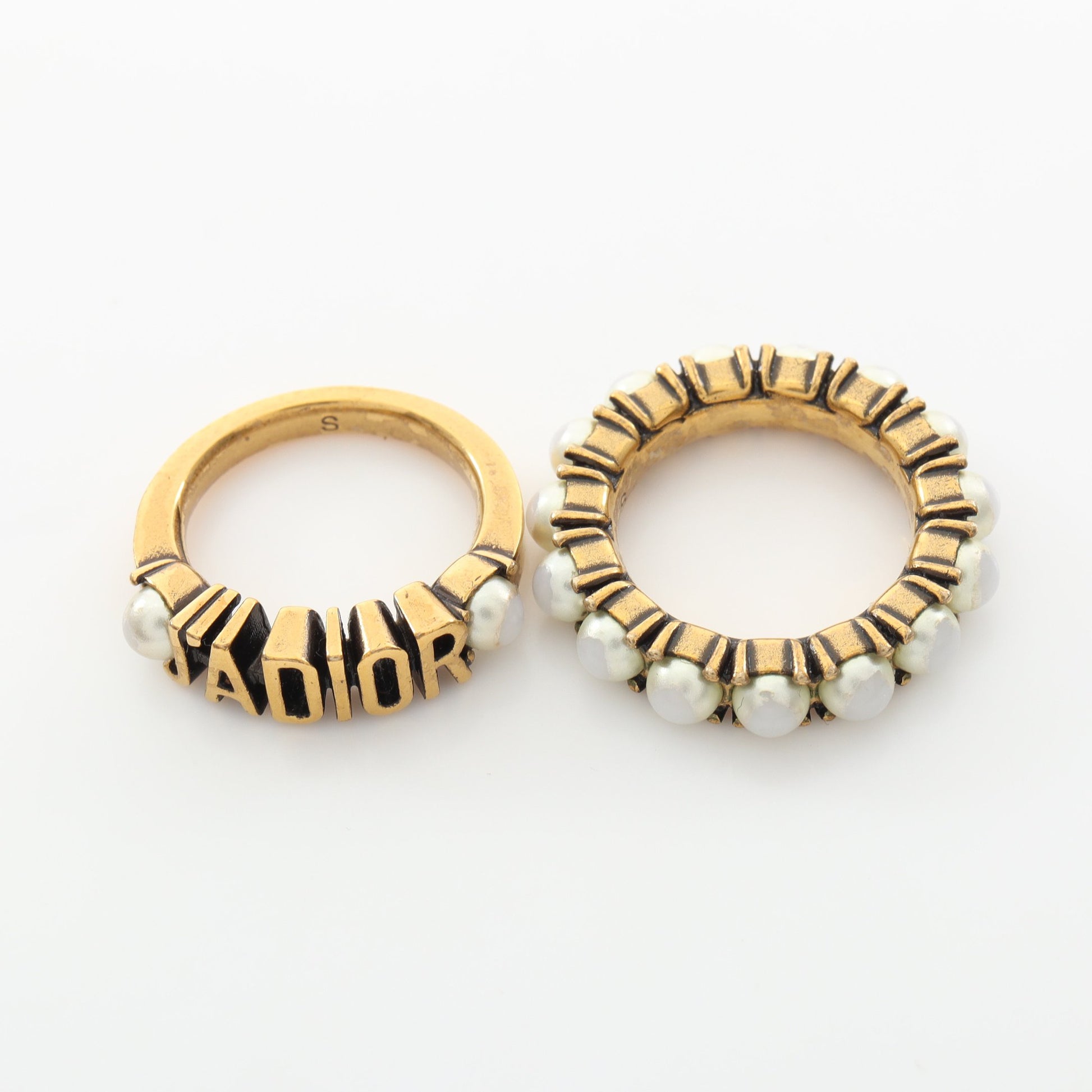 J'ADIOR 2点セット リング 指輪 GP フェイクパール ゴールド オフホワイト ディオール アクセサリー DIOR