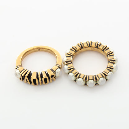 J'ADIOR 2点セット リング 指輪 GP フェイクパール ゴールド オフホワイト ディオール アクセサリー DIOR
