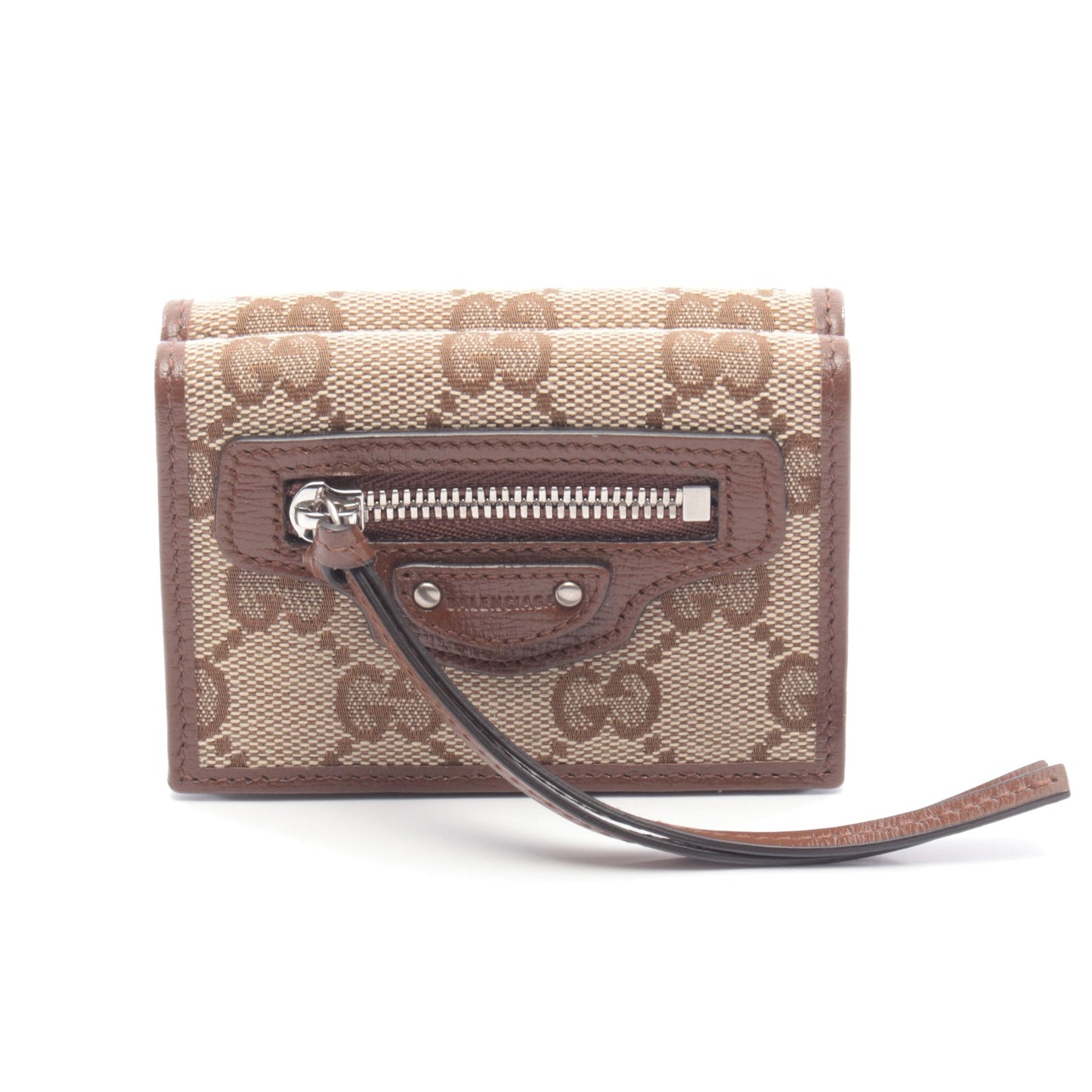 GUCCI × BALENCIAGA ハッカープロジェクト 三つ折り財布 キャンバス レザー ベージュ ブラウン グッチ 財布・小物 GUCCI