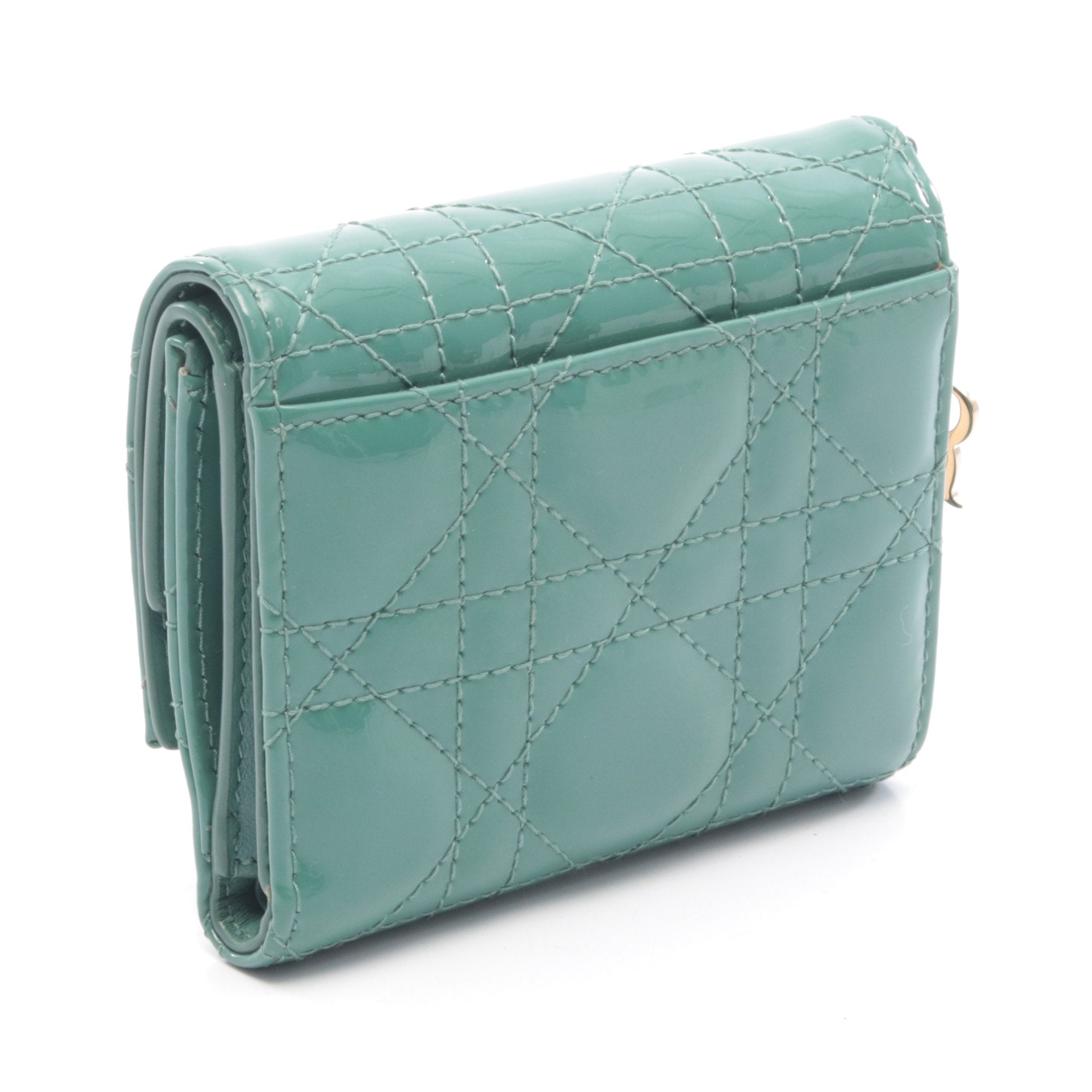 LADY DIOR ロータスウォレット 三つ折り財布 エナメルレザー