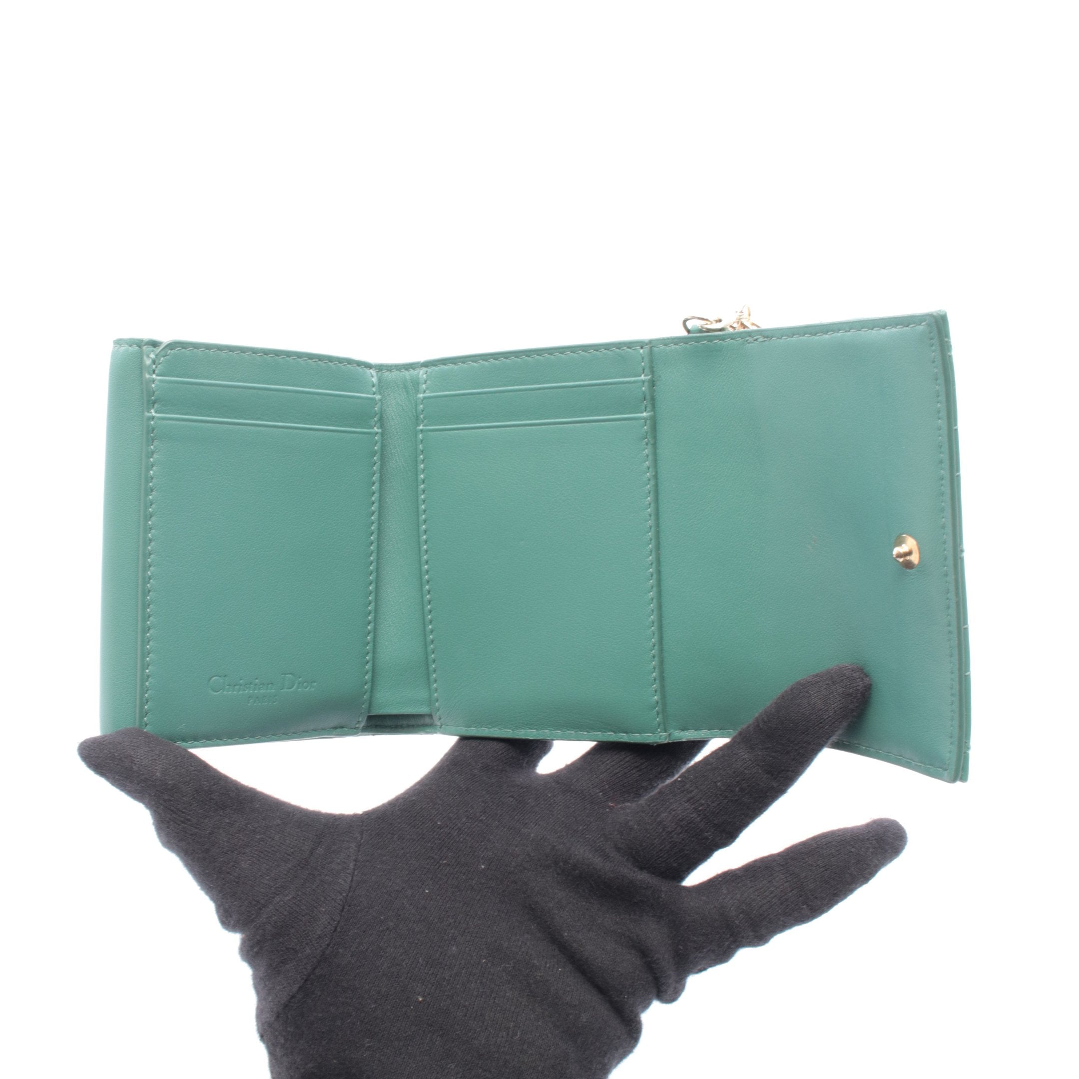 Christian Dior ロータスウォレット 三つ折り財布 エナメル Lady Dior ディオール 財布 レディース コンパクトウォレット 三つ折り