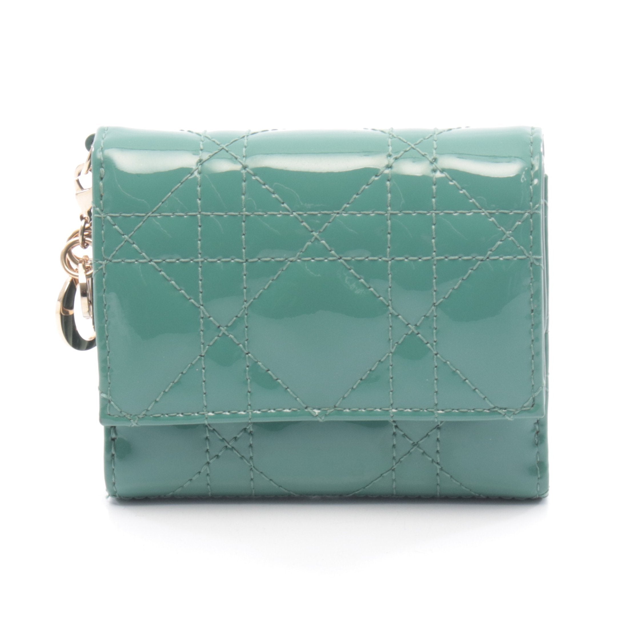 LADY DIOR ロータスウォレット 三つ折り財布 エナメルレザー