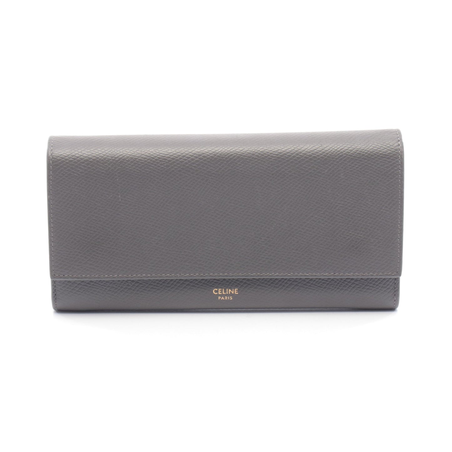 ラージフラップウォレット 二つ折り長財布 レザー グレー セリーヌ 財布・小物 CELINE