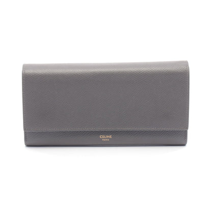 ラージフラップウォレット 二つ折り長財布 レザー グレー セリーヌ 財布・小物 CELINE