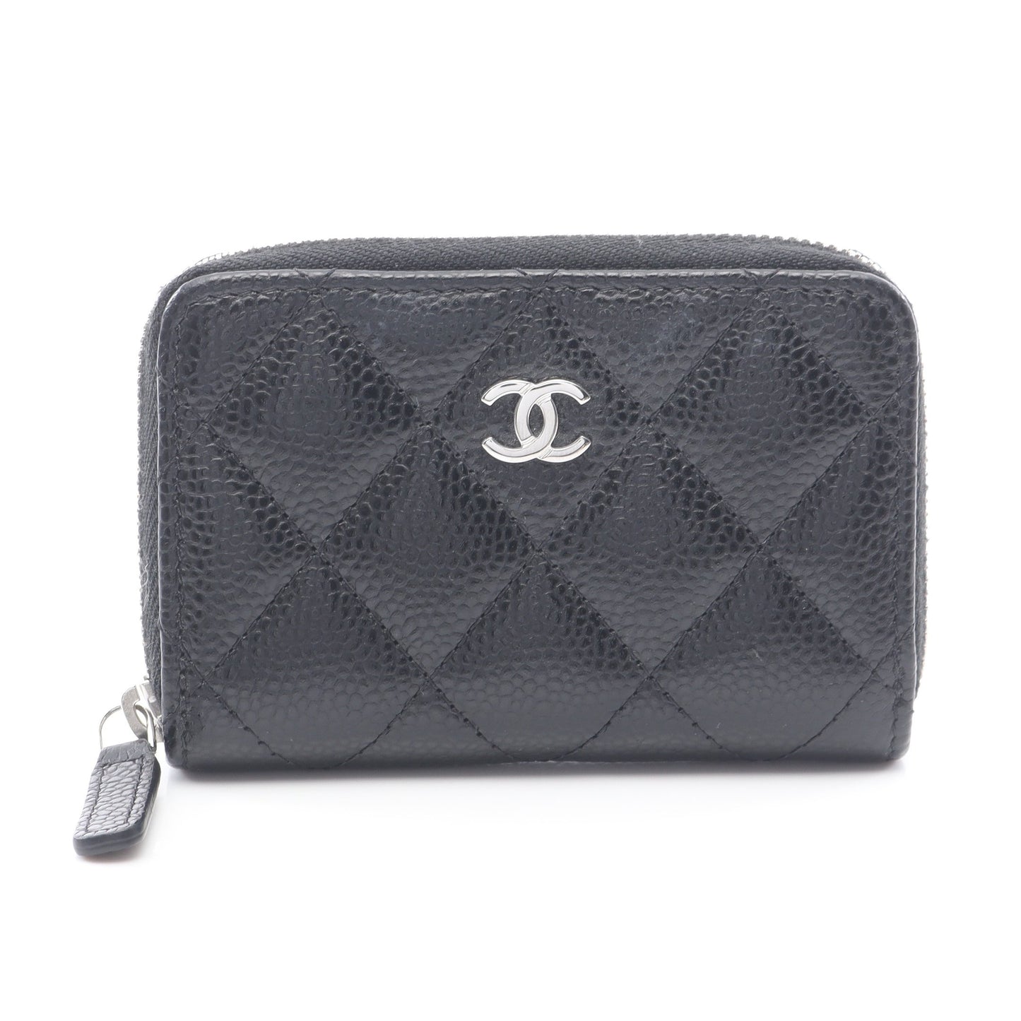 クラシック ジップ コインパース マトラッセ コインケース キャビアスキン ブラック シルバー金具 シャネル 財布・小物 CHANEL
