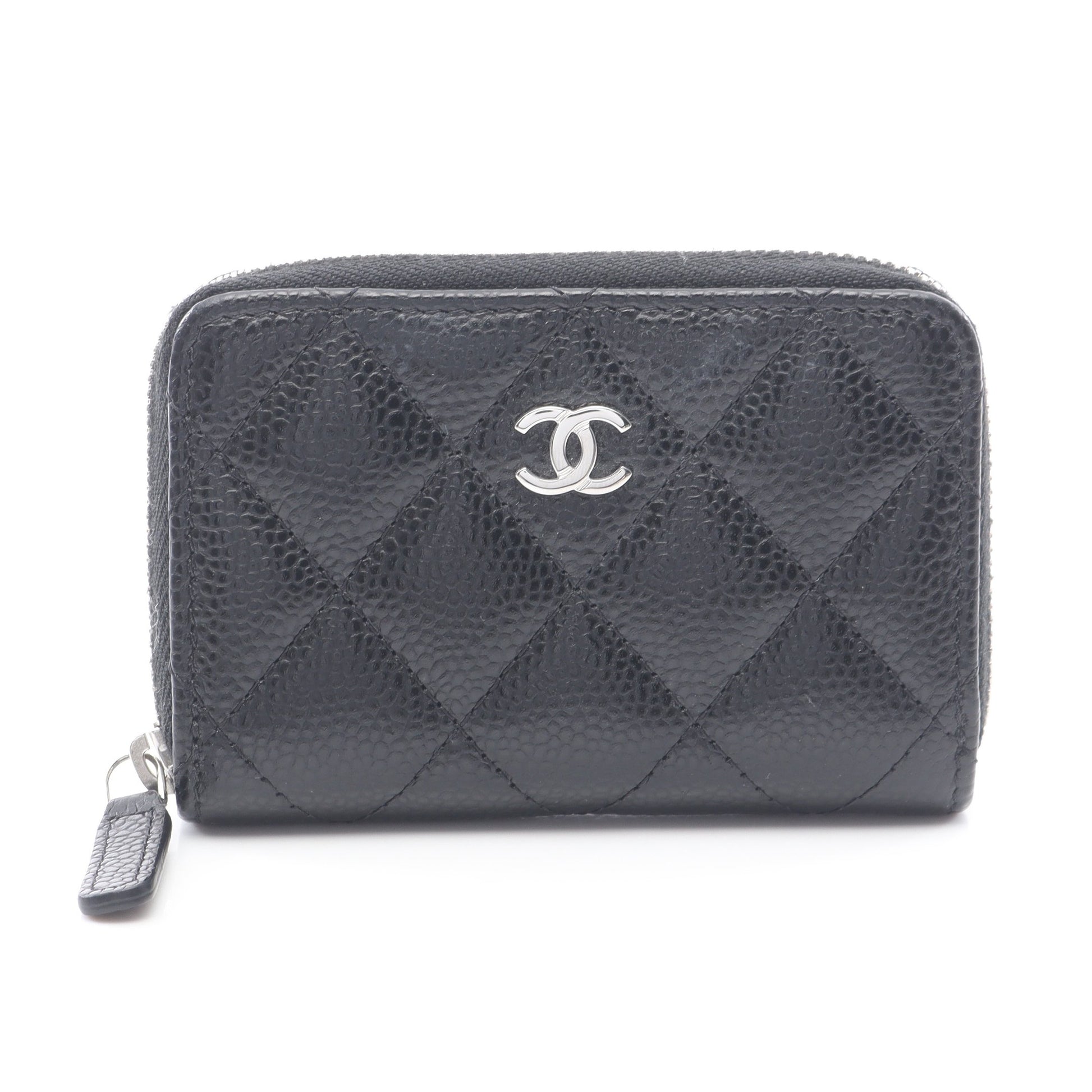 クラシック ジップ コインパース マトラッセ コインケース キャビアスキン ブラック シルバー金具 シャネル 財布・小物 CHANEL
