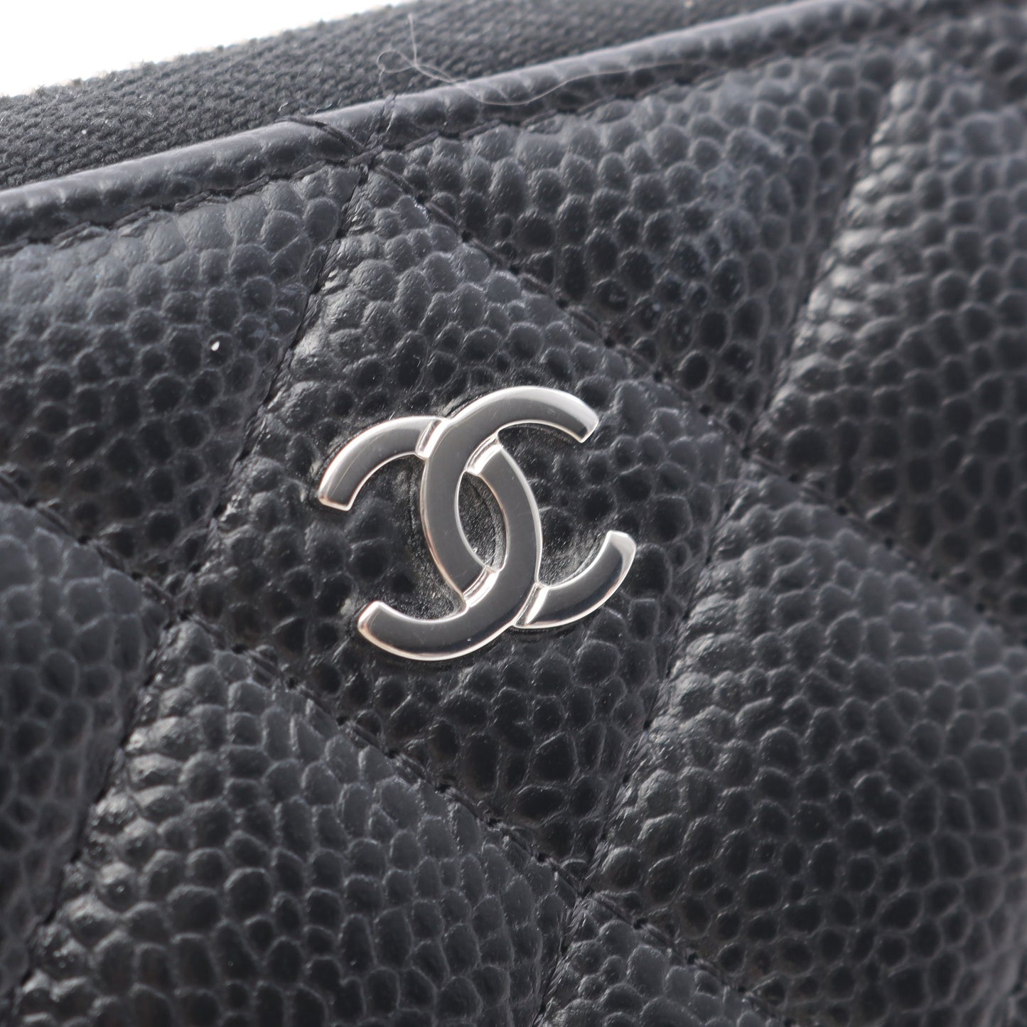 クラシック ジップ コインパース マトラッセ コインケース キャビアスキン ブラック シルバー金具 シャネル 財布・小物 CHANEL