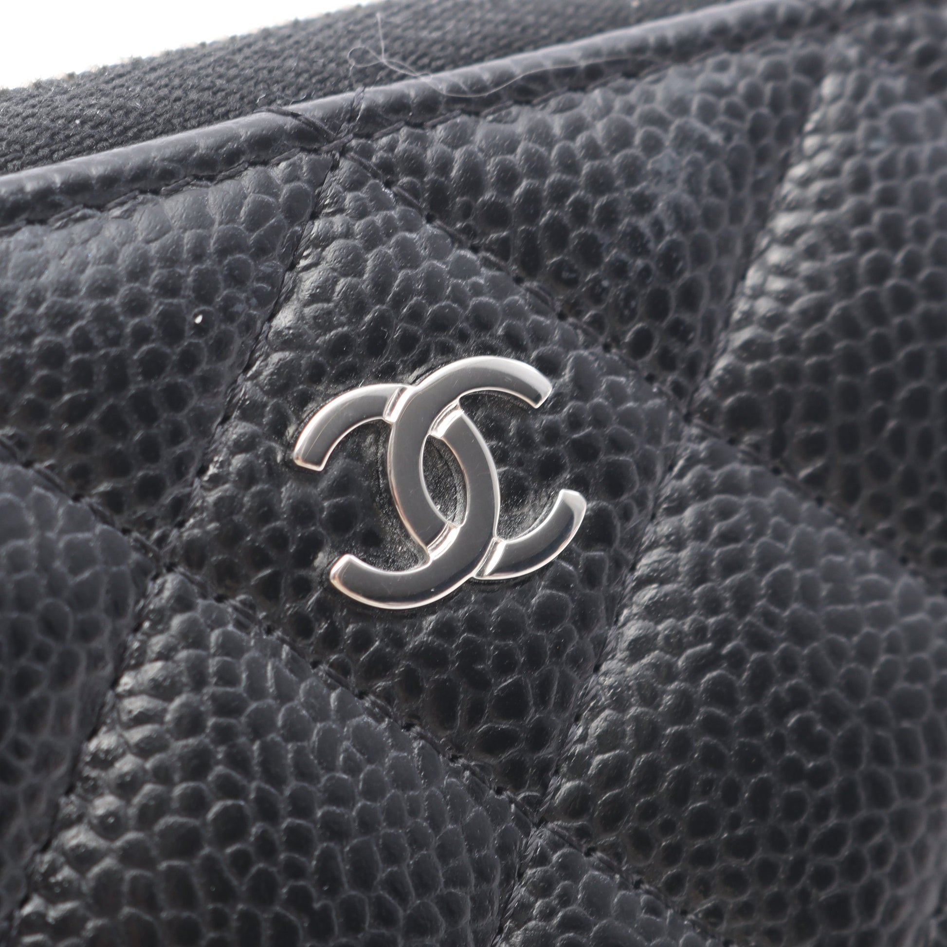 クラシック ジップ コインパース マトラッセ コインケース キャビアスキン ブラック シルバー金具 シャネル 財布・小物 CHANEL