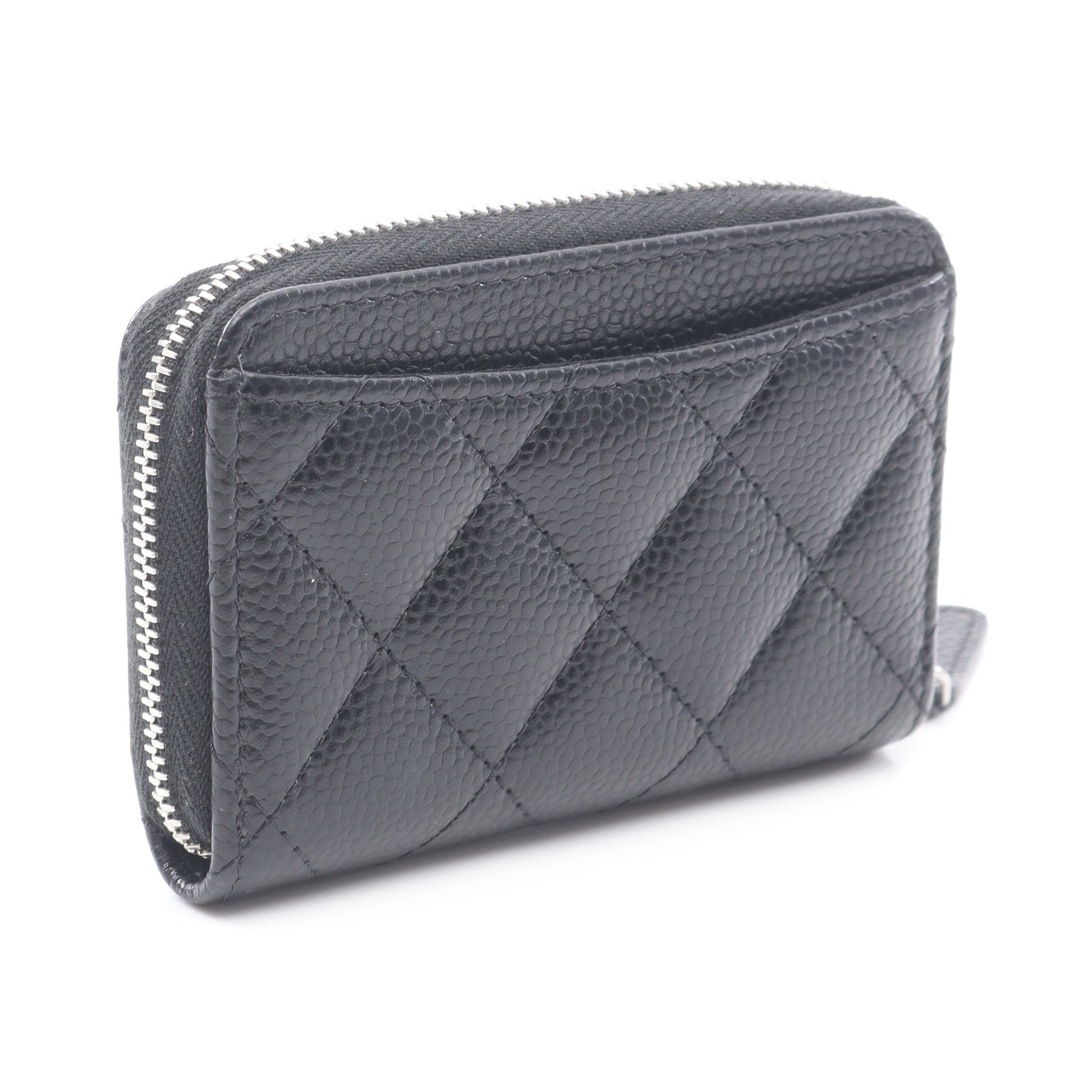 クラシック ジップ コインパース マトラッセ コインケース キャビアスキン ブラック シルバー金具 シャネル 財布・小物 CHANEL