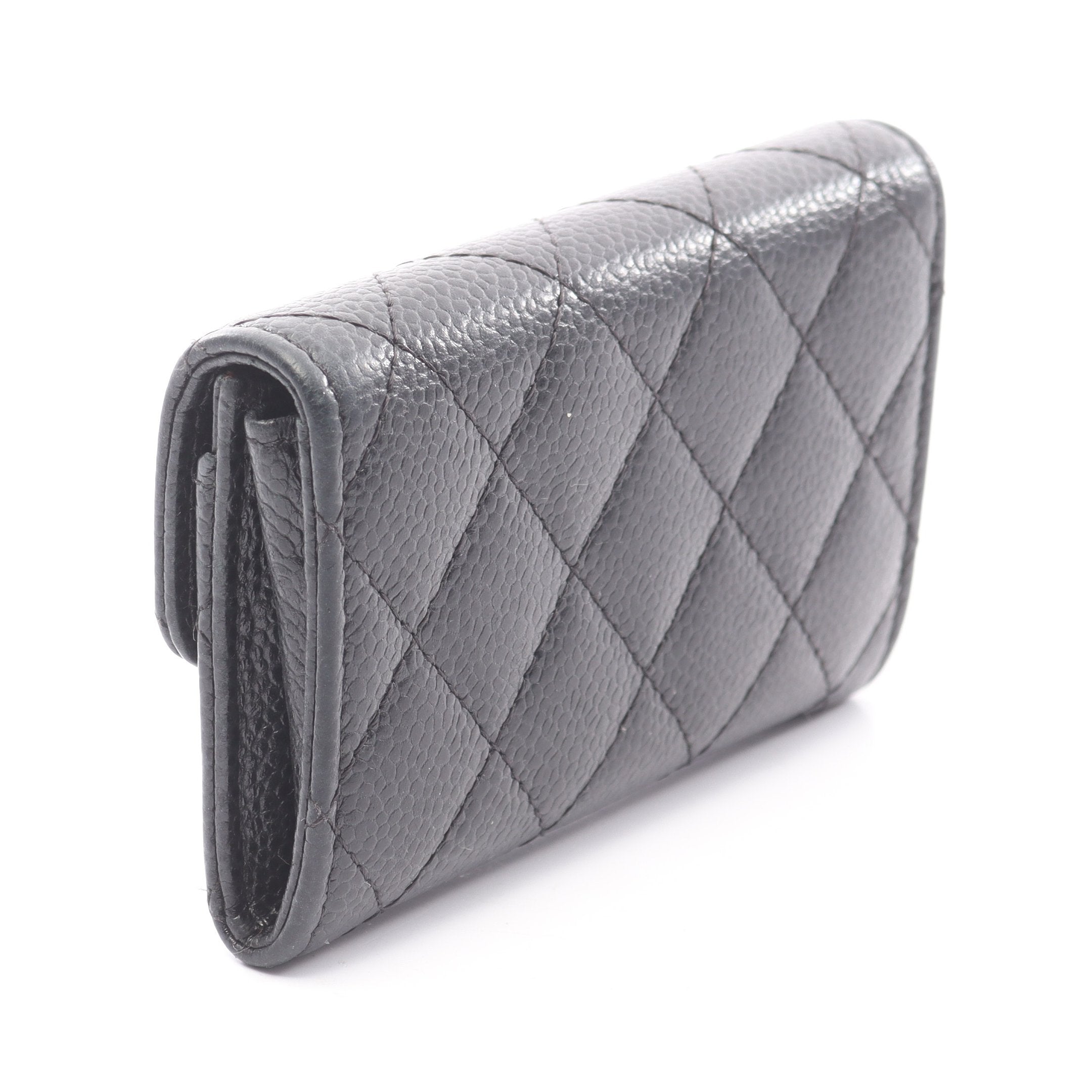 マトラッセ カードケース 名刺入れ キャビアスキン ブラック ゴールド