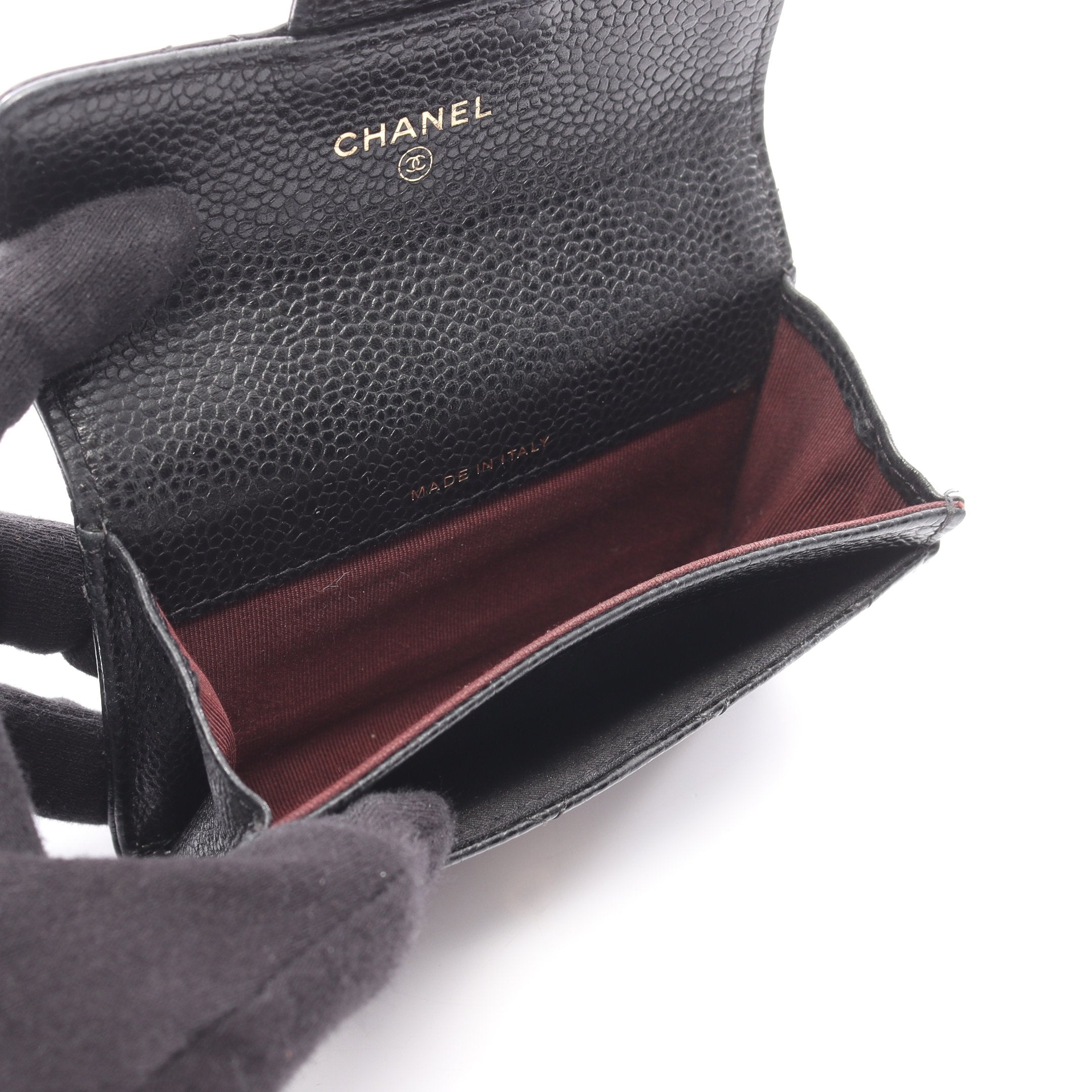 マトラッセ カードケース 名刺入れ キャビアスキン ブラック ゴールド