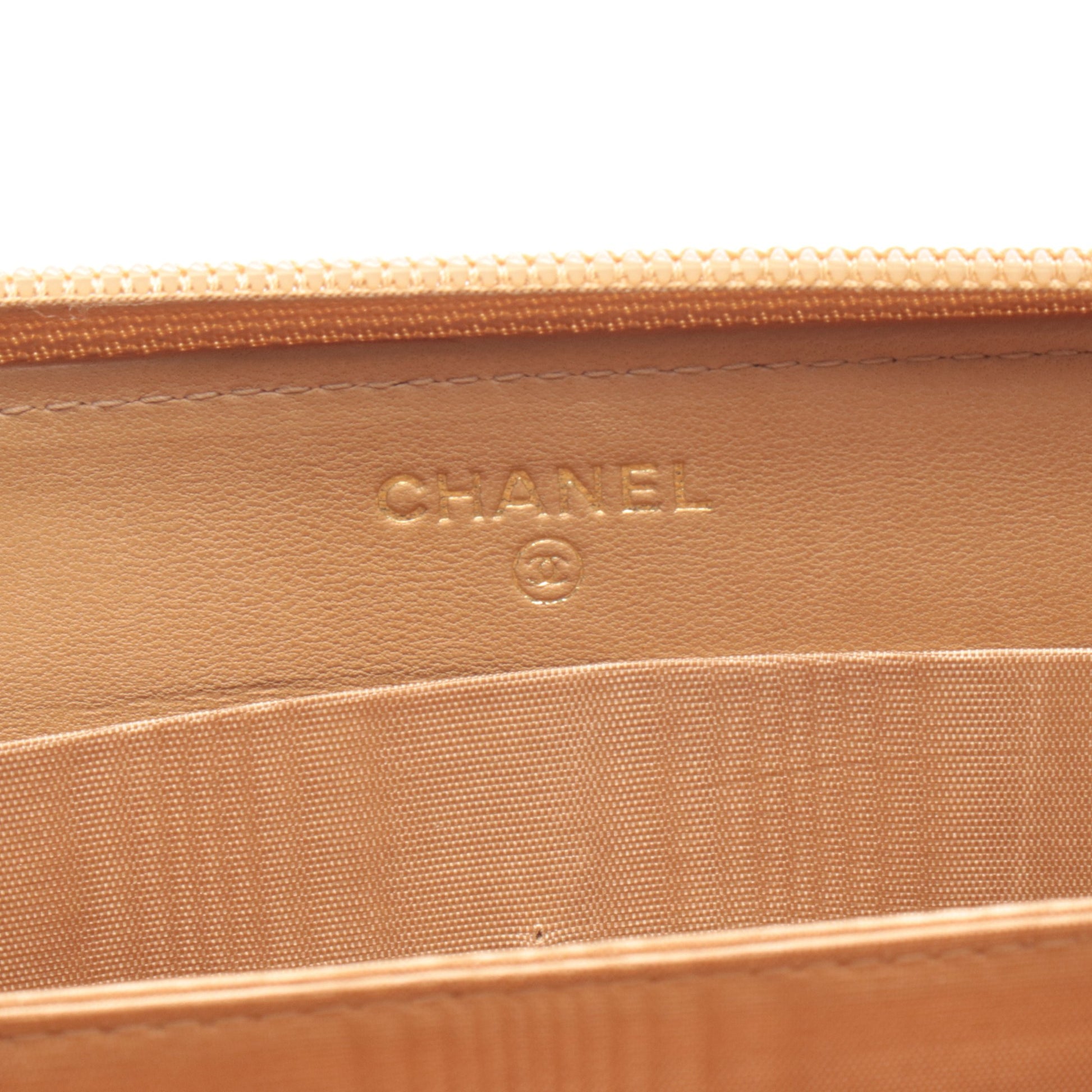 ココマーク ラウンドファスナー長財布 キャビアスキン ライトブラウン ゴールド金具 シャネル 財布・小物 CHANEL