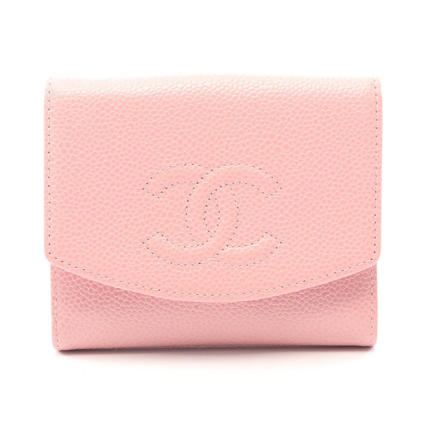 ココマーク Wホック財布 二つ折り財布 キャビアスキン ピンク ゴールド金具 シャネル 財布・小物 CHANEL