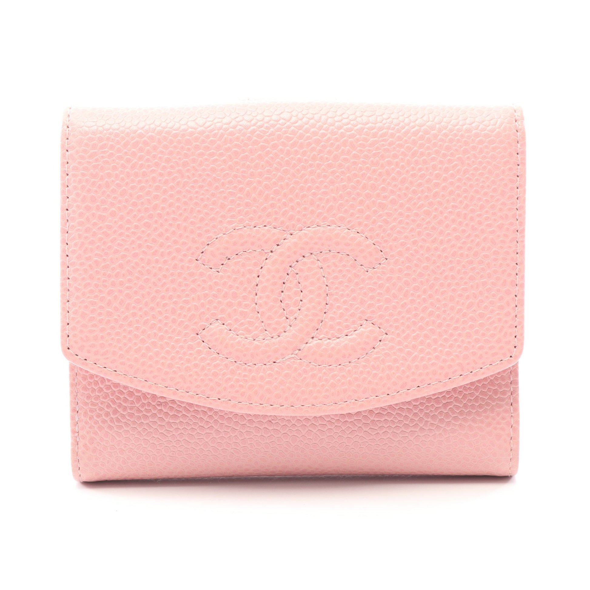 ココマーク Wホック財布 二つ折り財布 キャビアスキン ピンク ゴールド金具 シャネル 財布・小物 CHANEL