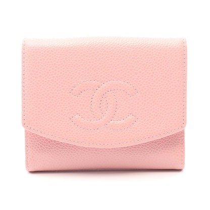 ココマーク Wホック財布 二つ折り財布 キャビアスキン ピンク ゴールド金具 シャネル 財布・小物 CHANEL