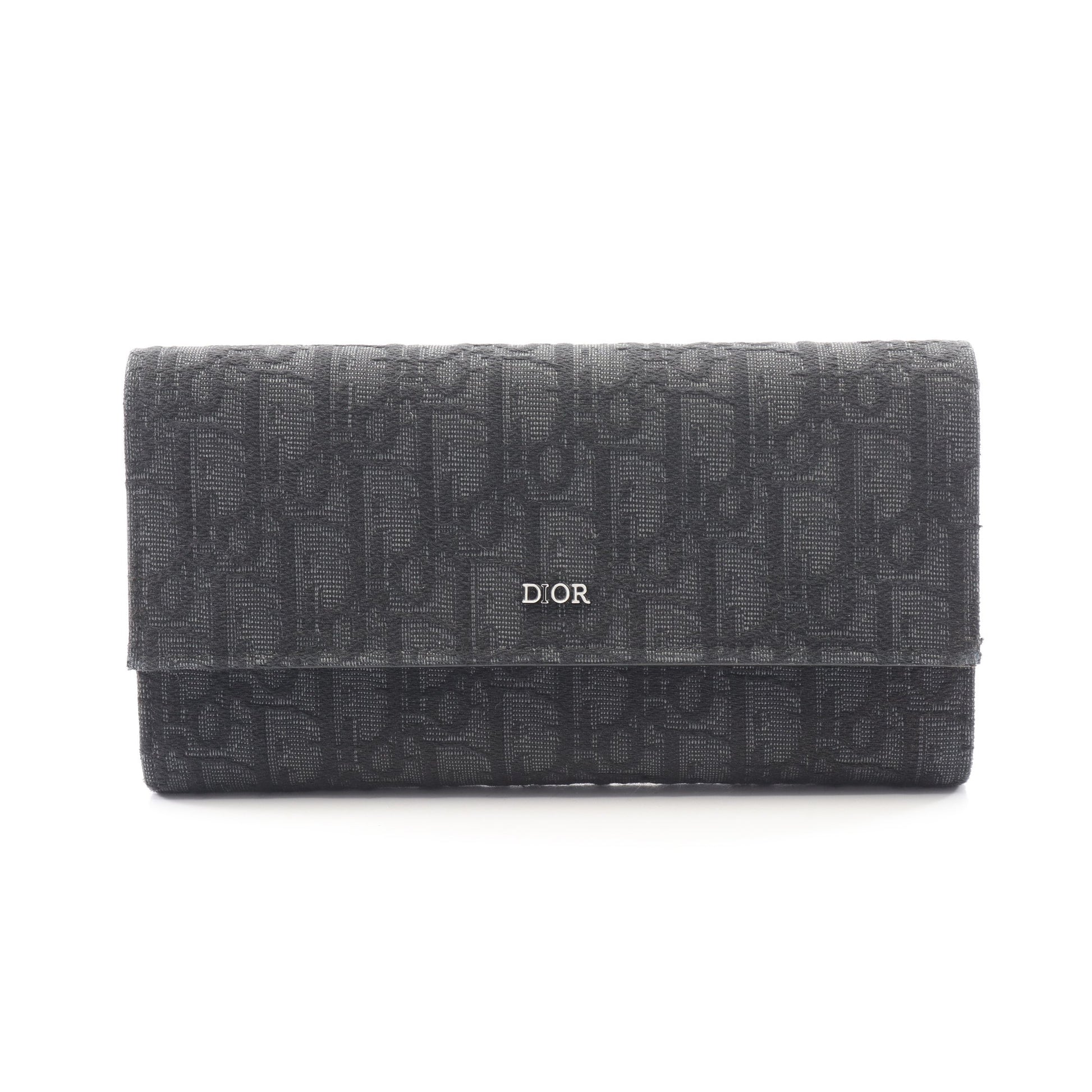 オブリーク ジャカード 二つ折り長財布 キャンバス ブラック クリスチャンディオール 財布・小物 Christian Dior