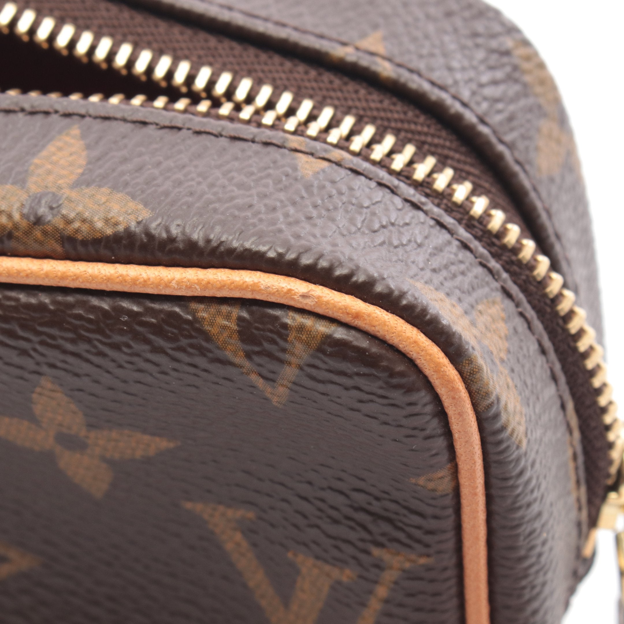 トゥルース ワピティ モノグラム ポーチ PVC レザー ブラウン ルイ