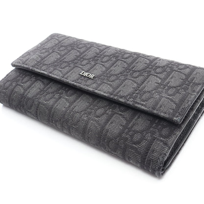 オブリークジャカード ロングフラップウォレット 二つ折り長財布 キャンバス ブラック クリスチャンディオール 財布・小物 Christian Dior