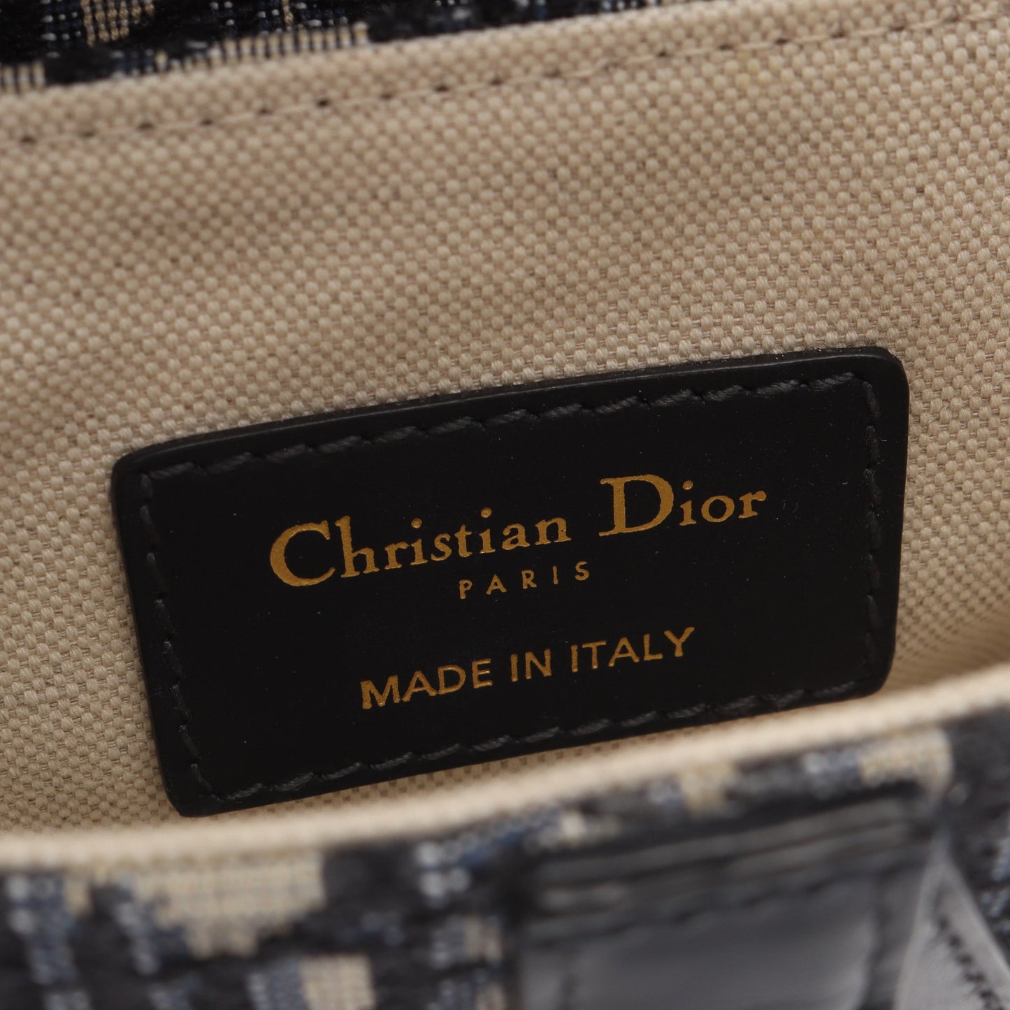 サドルバッグ ミニ オブリークジャカード ハンドバッグ キャンバス レザー アイボリー ネイビー クリスチャンディオール バッグ Christian Dior