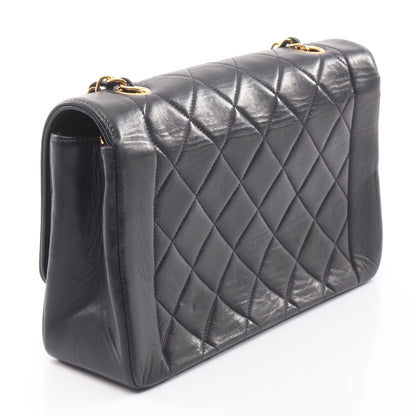 マトラッセ ダイアナフラップ チェーンショルダーバッグ ラムスキン ブラック ゴールド金具 シャネル バッグ CHANEL