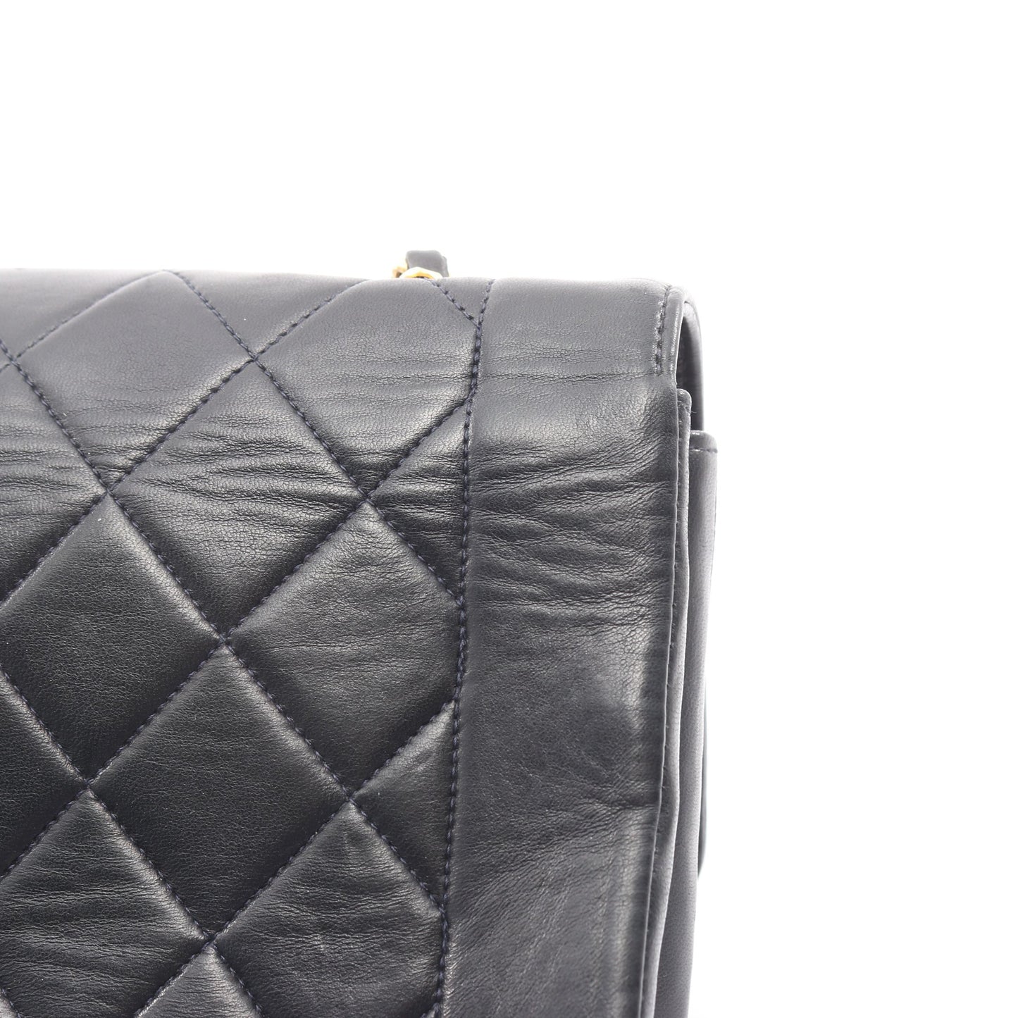 マトラッセ ダイアナフラップ チェーンショルダーバッグ ラムスキン ブラック ゴールド金具 シャネル バッグ CHANEL
