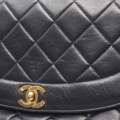 マトラッセ ダイアナフラップ チェーンショルダーバッグ ラムスキン ブラック ゴールド金具 シャネル バッグ CHANEL