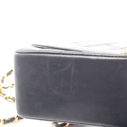 マトラッセ ダイアナフラップ チェーンショルダーバッグ ラムスキン ブラック ゴールド金具 シャネル バッグ CHANEL
