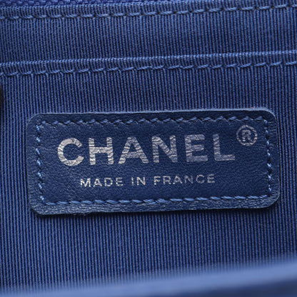 Vステッチ チェーンショルダーバッグ キャビアスキン ダークブルー シルバー金具 シャネル バッグ CHANEL