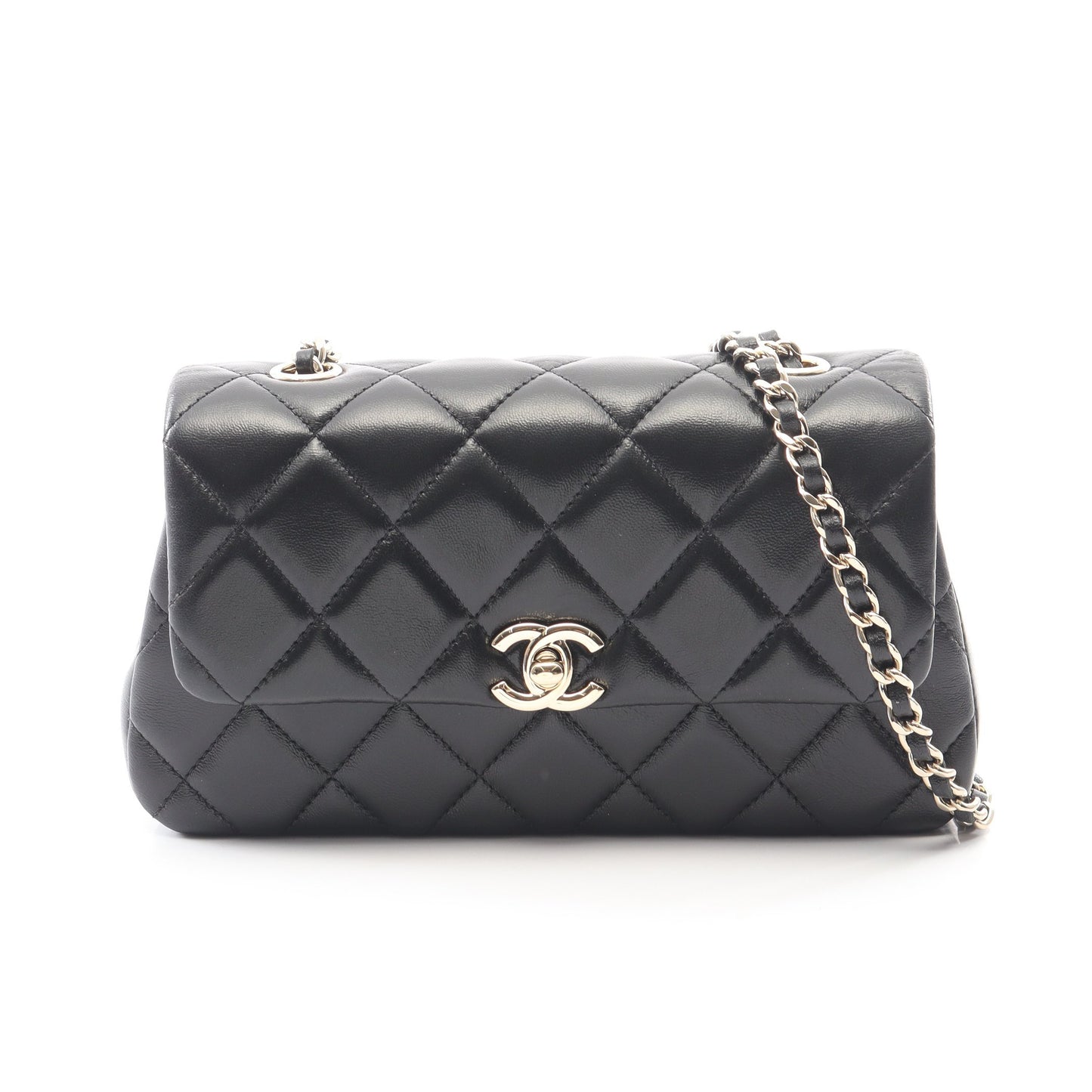 マトラッセ ミニ チェーンショルダーバッグ ラムスキン ブラック ゴールド金具 シャネル バッグ CHANEL
