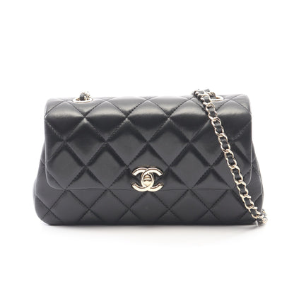 マトラッセ ミニ チェーンショルダーバッグ ラムスキン ブラック ゴールド金具 シャネル バッグ CHANEL