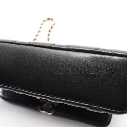 マトラッセ ミニ チェーンショルダーバッグ ラムスキン ブラック ゴールド金具 シャネル バッグ CHANEL