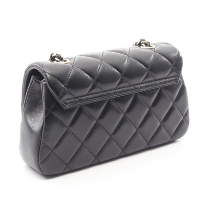 マトラッセ ミニ チェーンショルダーバッグ ラムスキン ブラック ゴールド金具 シャネル バッグ CHANEL