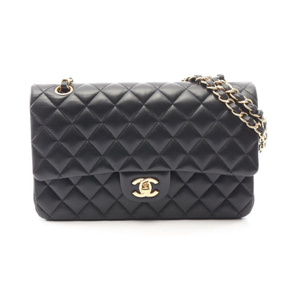 マトラッセ Wフラップ Wチェーンショルダーバッグ ラムスキン ブラック ゴールド金具 シャネル バッグ CHANEL