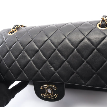 マトラッセ Wフラップ Wチェーンショルダーバッグ ラムスキン ブラック ゴールド金具 シャネル バッグ CHANEL