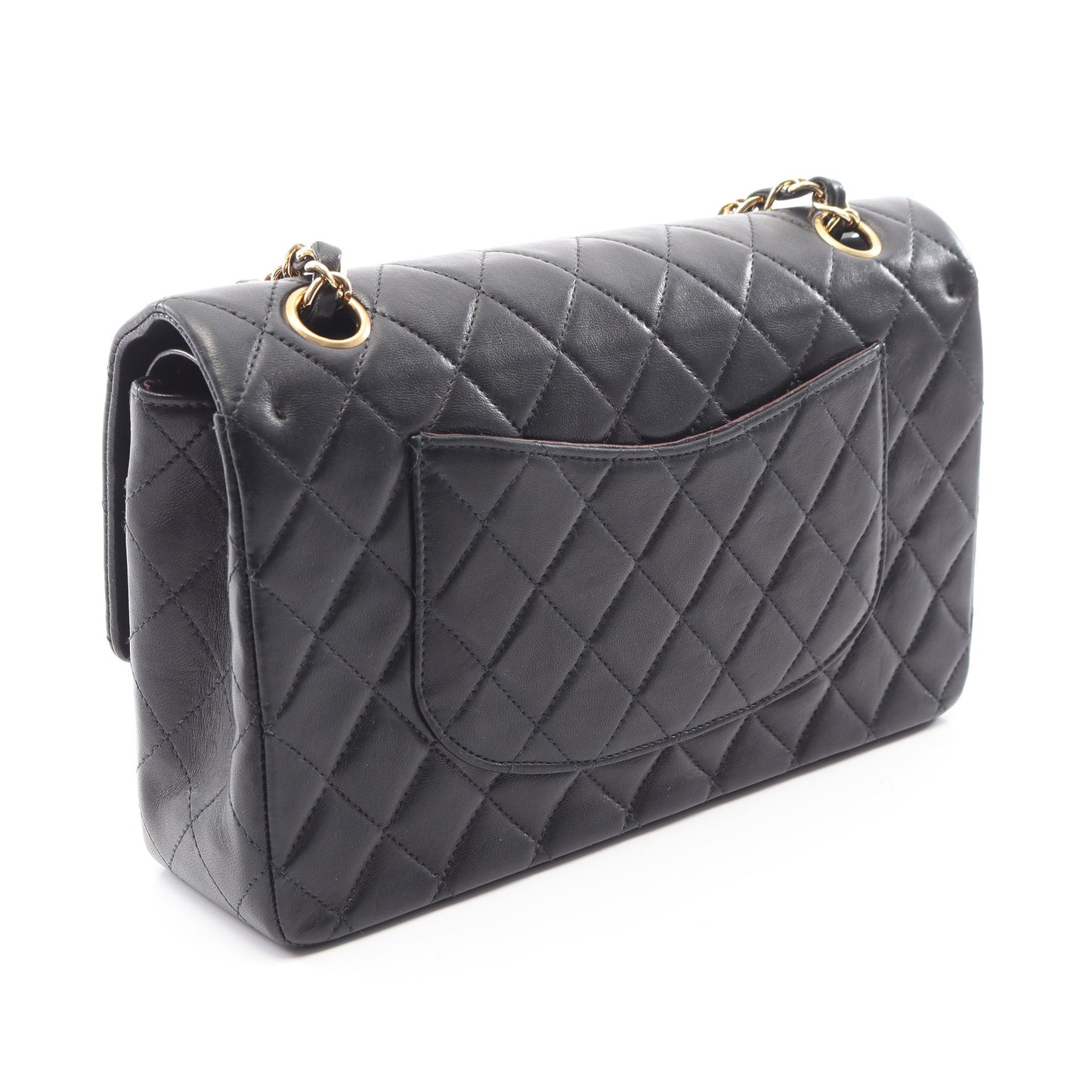 マトラッセ Wフラップ Wチェーンショルダーバッグ ラムスキン ブラック ゴールド金具 シャネル バッグ CHANEL