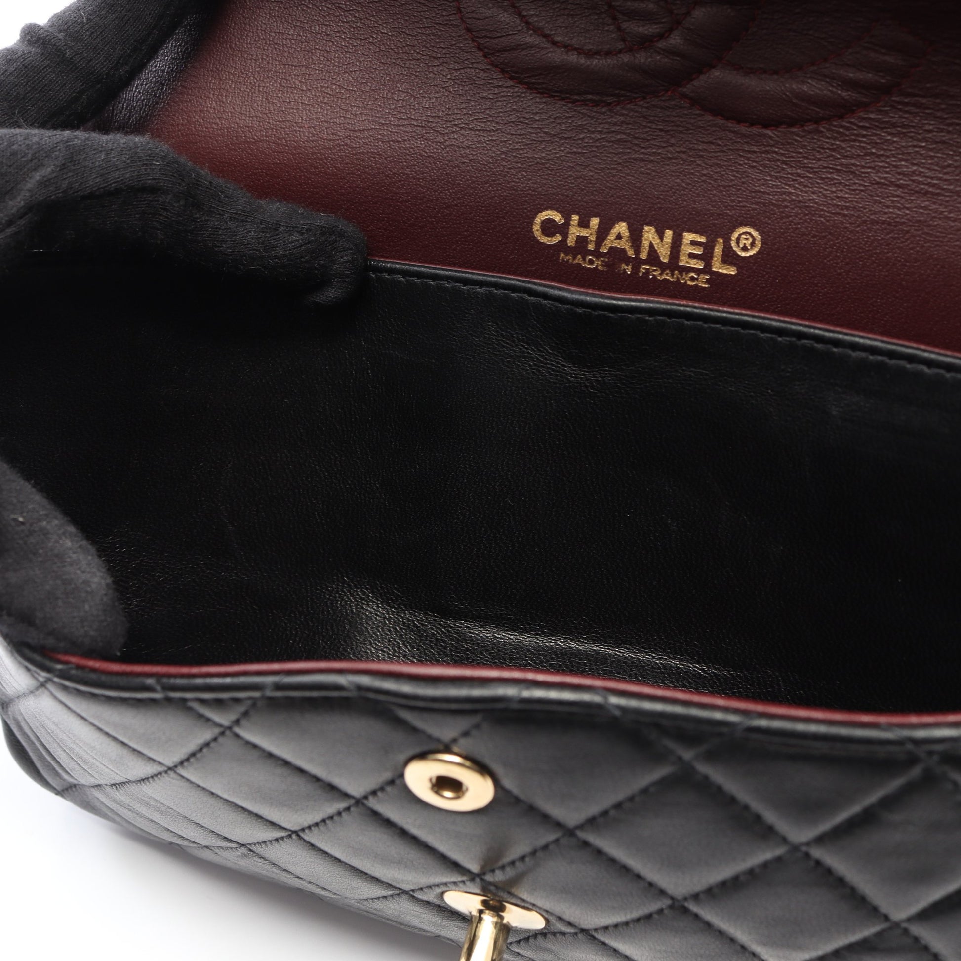 マトラッセ Wフラップ Wチェーンショルダーバッグ ラムスキン ブラック ゴールド金具 シャネル バッグ CHANEL