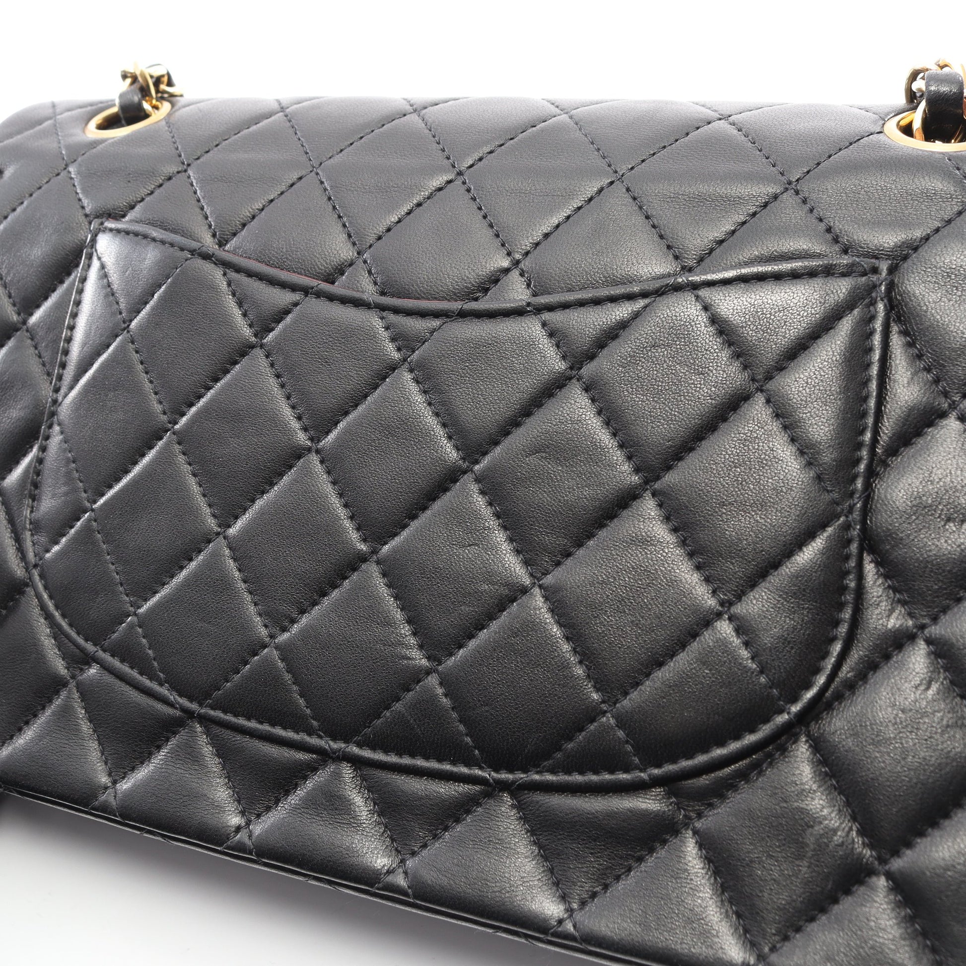 マトラッセ Wフラップ Wチェーンショルダーバッグ ラムスキン ブラック ゴールド金具 シャネル バッグ CHANEL