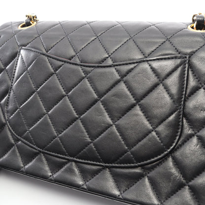 マトラッセ Wフラップ Wチェーンショルダーバッグ ラムスキン ブラック ゴールド金具 シャネル バッグ CHANEL