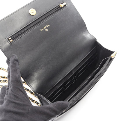 マトラッセ チェーンウォレット キャビアスキン ブラック ゴールド金具 シャネル