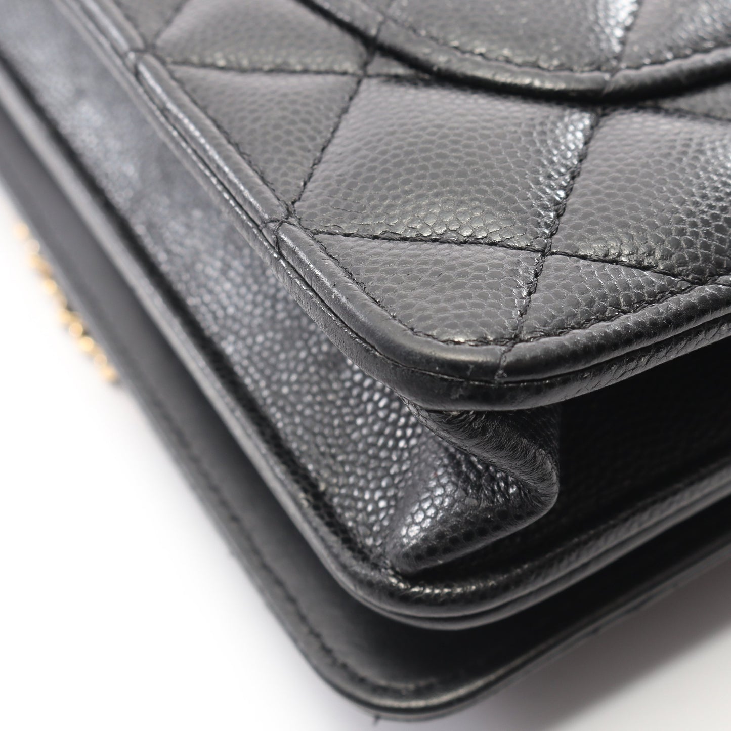 マトラッセ チェーンウォレット キャビアスキン ブラック ゴールド金具 シャネル