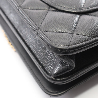 マトラッセ チェーンウォレット キャビアスキン ブラック ゴールド金具 シャネル