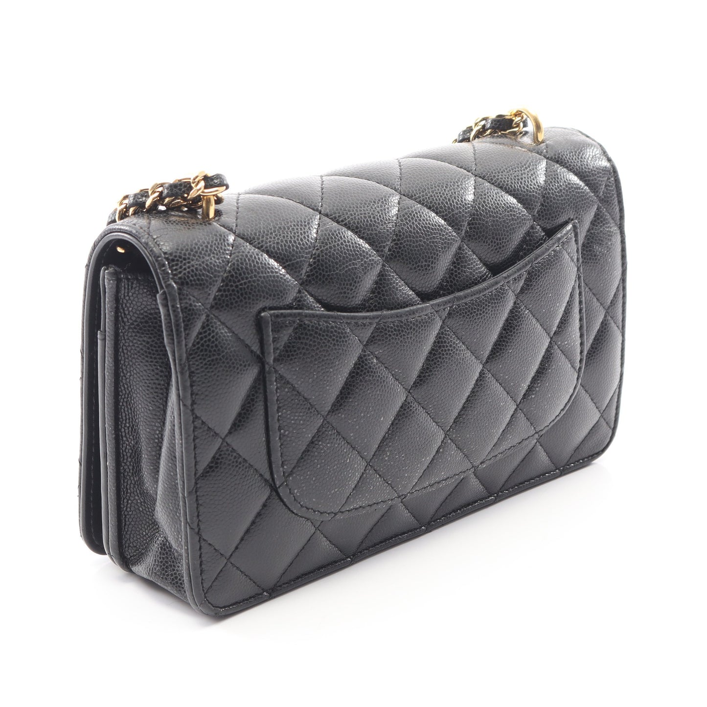 マトラッセ チェーンウォレット キャビアスキン ブラック ゴールド金具 シャネル